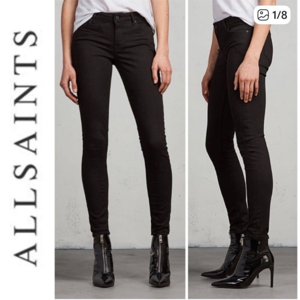 All Saints Mast Fit Skinny Black Jeans